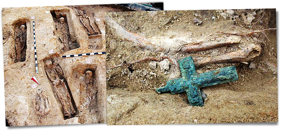 На месте раскопок в том числе найдены многочисленные могилы.