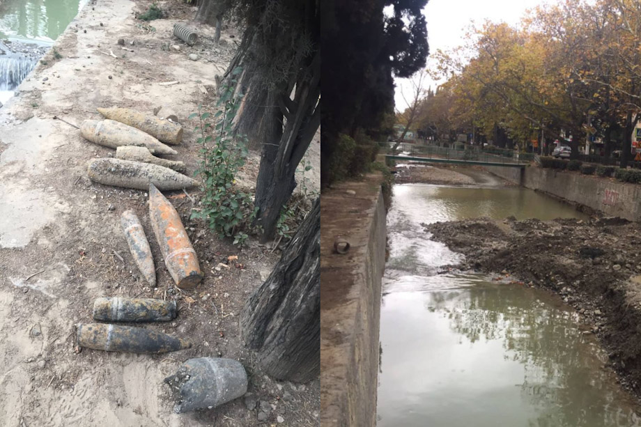 В русле реки в Ялте нашли снаряды, мины и гранаты.