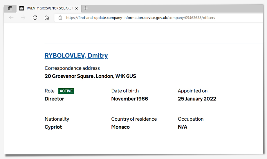 Имя Дмитрия Рыболовлева фигурирует в списке владельцев квартир в элитном ЖК рядом с лондонской Гросвенор-сквер.