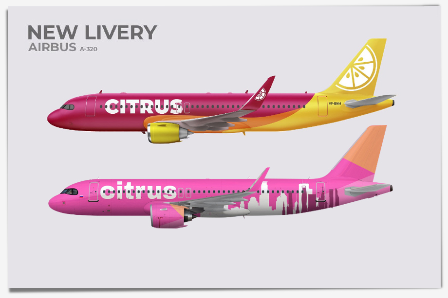 Создание концепта ливреи для авиакомпании Citrus.
