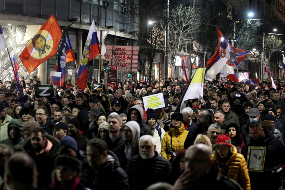 4 марта 2022 года. Народный митинг в поддержку России в Белграде.
