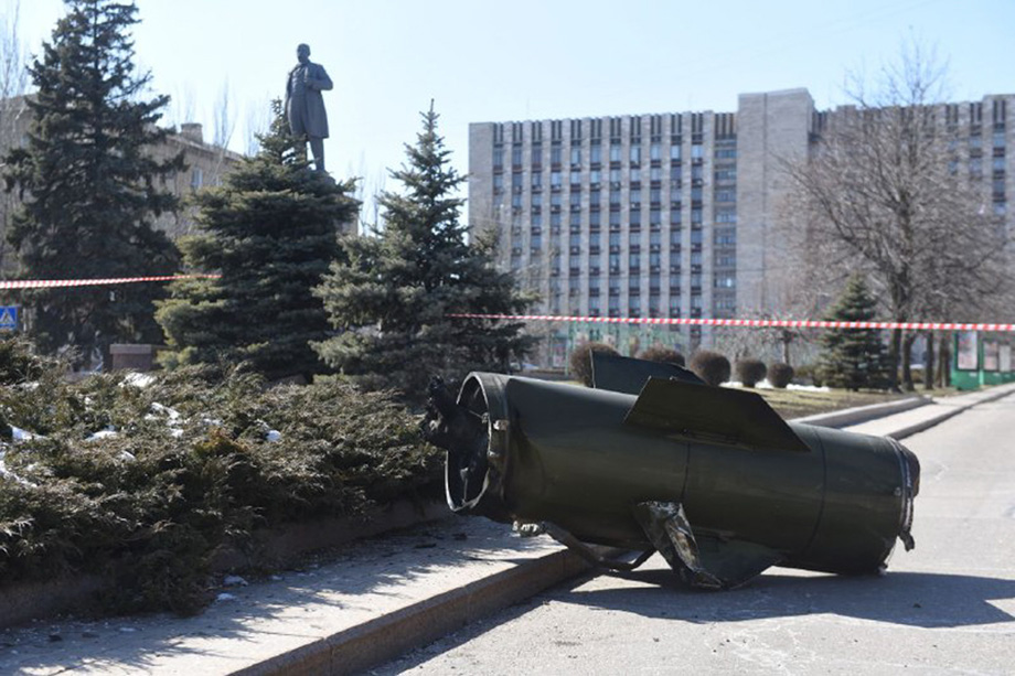 Перехваченная силами ПВО ракета ТРК «Точка-У» в Донецке.