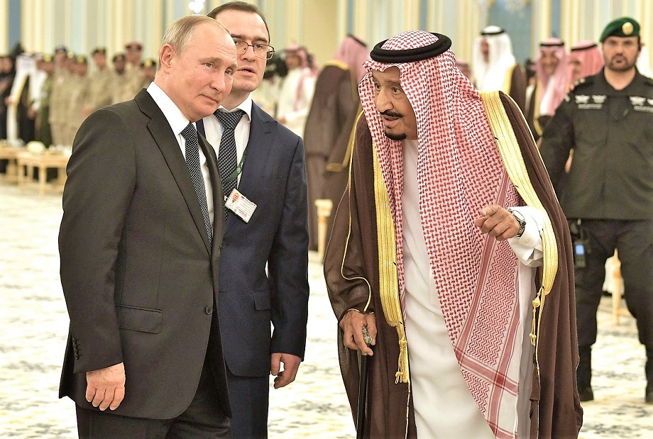 2019 год. Президент России Владимир Путин с Королём Саудовской Аравии Сальманом бен Абдель Азизом Аль Саудом.