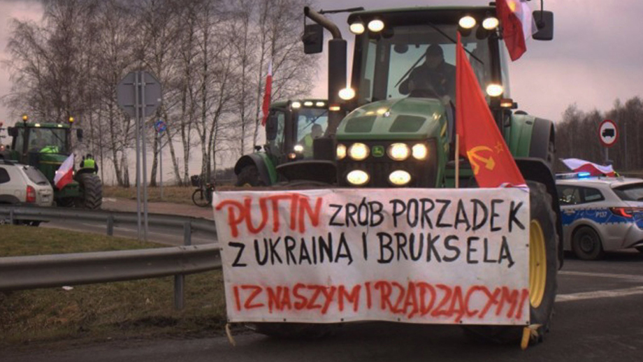 Плакат польского фермера, на котором он обращается к президенту России Путину.