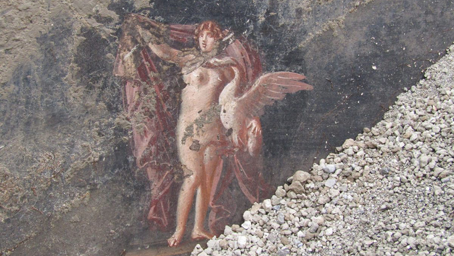Леда и Зевс в образе лебедя, их союз приведёт к рождению Венеры.