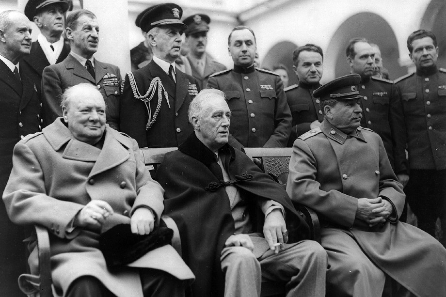1945 год. Черчилль, Рузвельт, Сталин в Ялте.