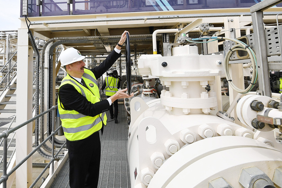Президент Азербайджана Ильхам Алиев на церемонии открытия Южного газового коридора.