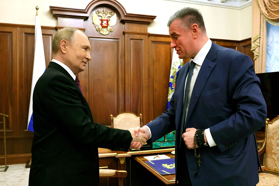 Рабочая встреча Владимира Путина с лидером ЛДПР Леонидом Слуцким.